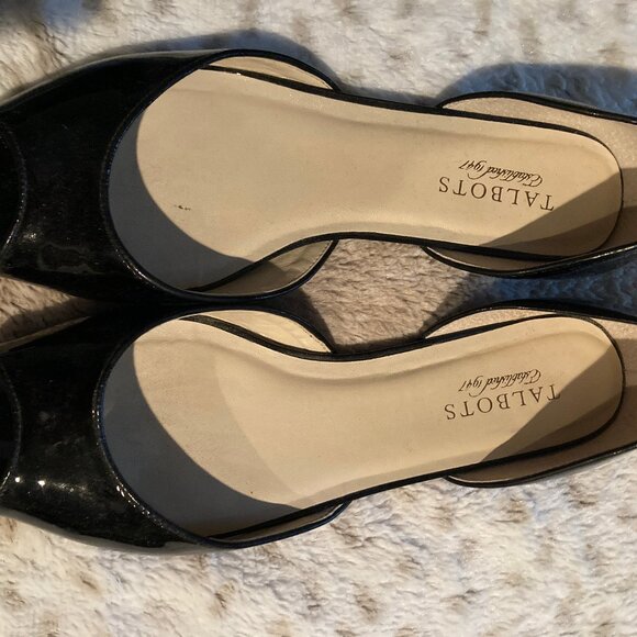 Talbots Patent Leather Peep Toe Dress Flats Black Size 9 - Picture 3 of 7